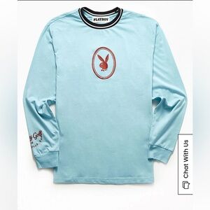Playboy By PacSun Vanity Mens Long Sleeve Light Blue T-Shirt | Small